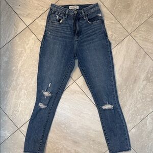 Abercrombie & Fitch Dark Blue Distressed Skinny Jeans